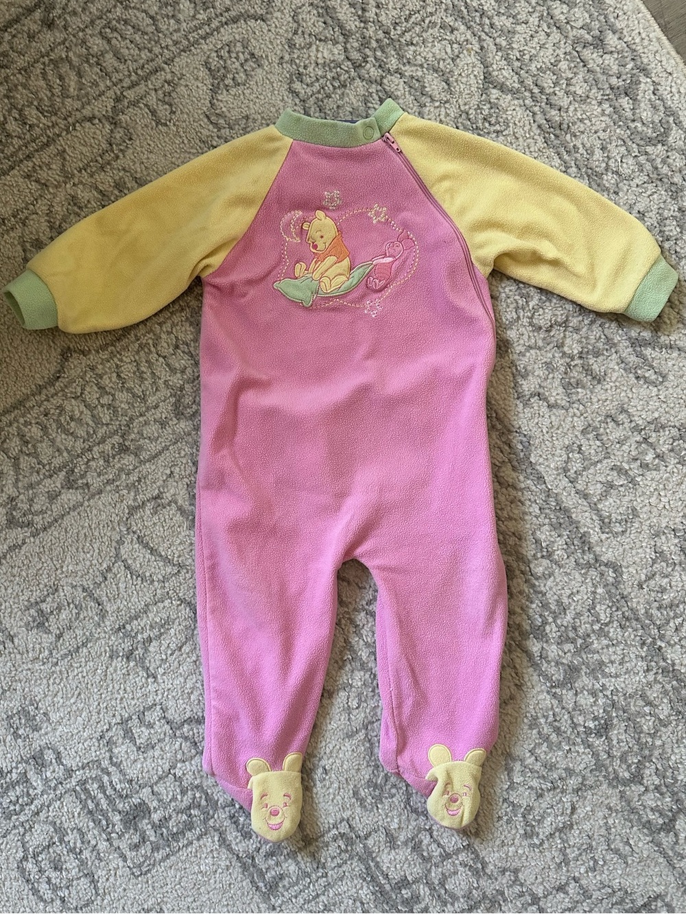 Vintage Disney Winnie the Pooh Fleece Footed One-Piece 18M